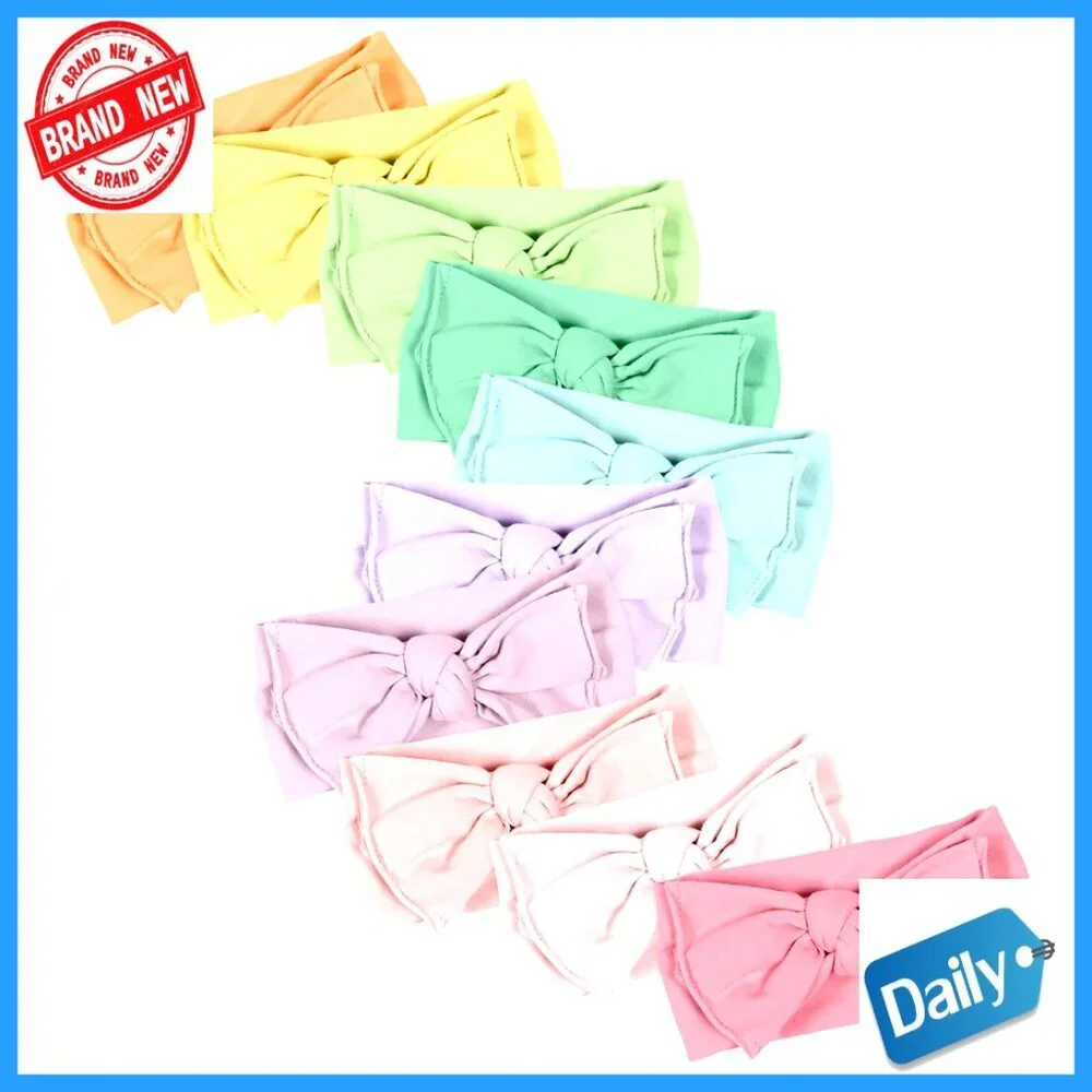 Organic Cotton Knotted Headbands 10-Pack for Girls, One Size